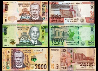 Malawi, 3 Pcs Set 500 1000 2000 Kwacha, 2021 2024 2025, UNC, P-66 67 70