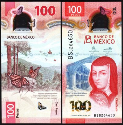Mexico 100 Pesos 2021, UNC, POLYMER, P-134d New Date