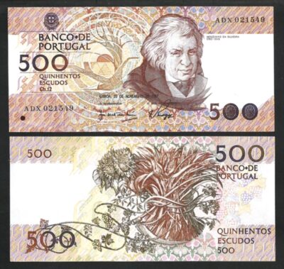 Portugal 500 Escudos 1987, XF, P-180a , Sign Type 6