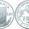 Romania 100 Lei 1996 SILVER, UNC COIN, European Football Championships, 925Ag