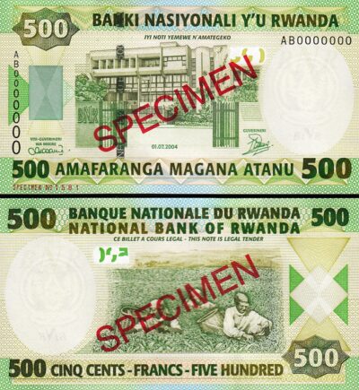 Rwanda 500 Francs 2004, UNC, SPECIMEN, AB 0000000, P-30s