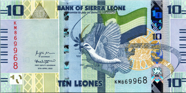 Sierra Leone 10 Leones 2022, RADAR 869968, UNC, P-New Design