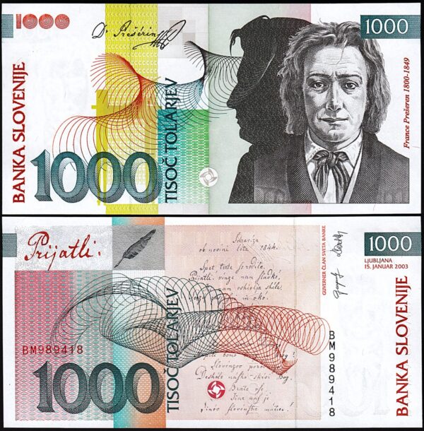 Slovenia 1000 Tolarjev 2003, UNC, P-32a