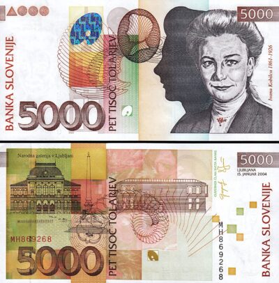Slovenia 5000 Tolarjev 2004, UNC, P-33b, Pre-Euro