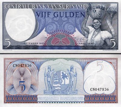 Surinam Suriname 5 Gulden 1963, UNC, P-120b