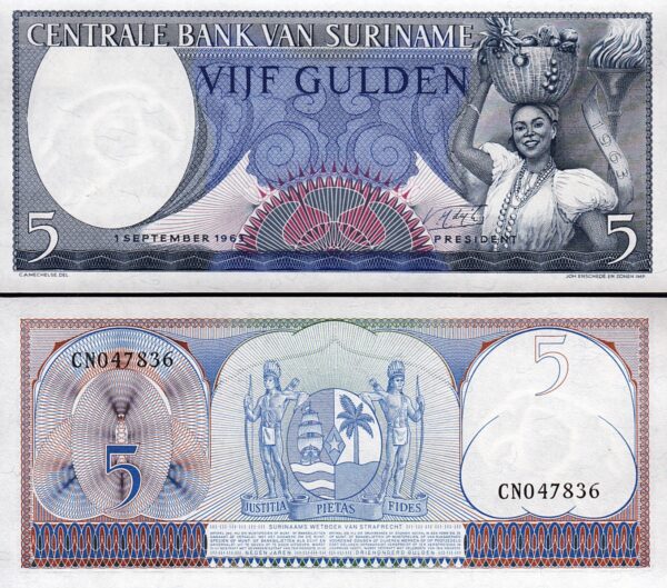 Surinam Suriname 5 Gulden 1963, UNC, P-120b