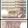 TURKEY 5000 LIRA 1990 (1970) , UNC, 5 Pcs Consecutive LOT , P-198