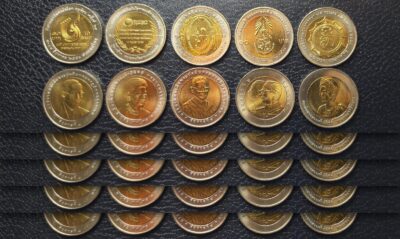 Thailand 5 (x) 5 Pcs Coins SET, 10 Baht Bimetal, UNC, (25 Coins)