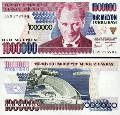 Turkey, 1000000 1,000,000 1 Million Lira 1970 (1995), UNC, P-209 , L Serial