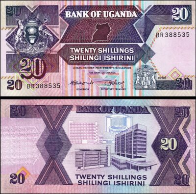 Uganda 20 Shillings 1988, XF, P-29b