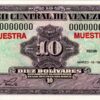 Venezuela 10 Bolivares 18 March 1986, Specimen 00000000 , UNC, P-61s
