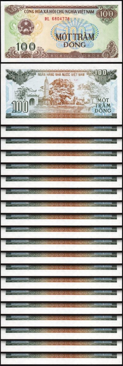 Vietnam 100 Dong 1991 - 1992, UNC, 20 Pcs LOT, P-105a