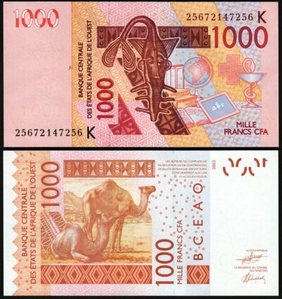West African St, SENEGAL, 1000 Francs 2003 2025, UNC, P-715K NEW DATE