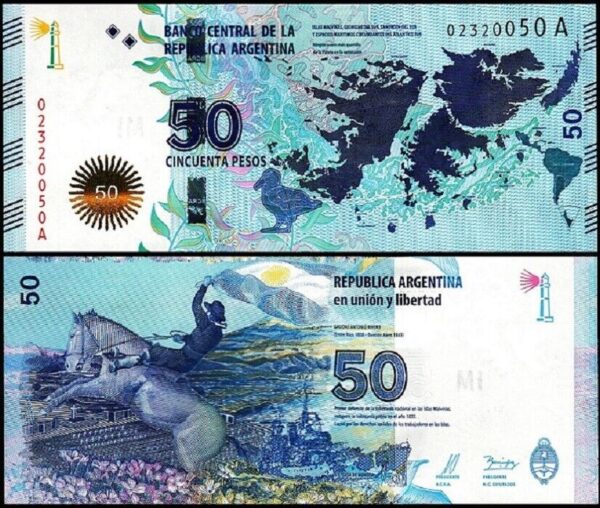 Argentina 50 Pesos 2015, UNC, BUNDLE, Pack 100 PCS, Consecutive, P-362, Malvinas - Image 4