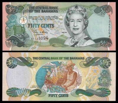 Bahamas 50 Cents 1/2 Dollar  2001, UNC, P-68, QEII