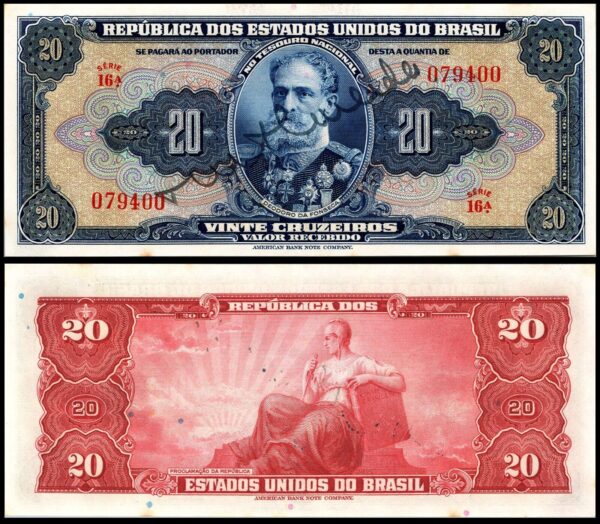 Brazil 20 Cruzeiros 1943, AU, P-136, Hand Signed