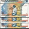 Brazil 5 Cruzados on 5000 Cruzados 1989, UNC, 5 Pcs LOT, Minor Stain,P-217b,S 27
