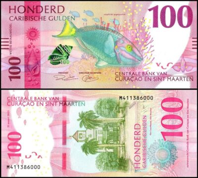 Curacao - Sint Maarten, Caribbean Guilder 100 Gulden 2025, UNC, P-4, Parrot Fish