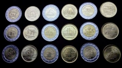 EGYPT FULL 18 Coins SET, 50 Piastres 1 Pound 2019, Commemorative,UNC, BIMETALLIC