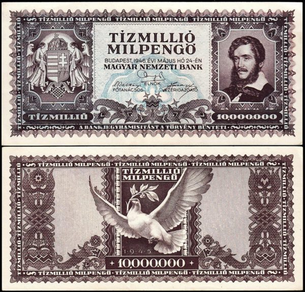 HUNGARY TIZZER 10000 10.000 MILPENGO 1946 aXF P 126 