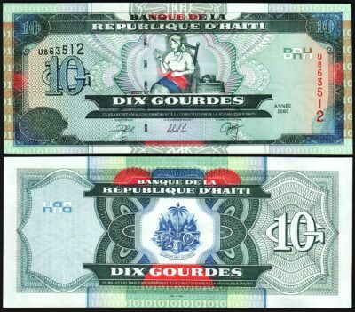 Haiti 10 Gourdes 2000, UNC, P-265a, Single Prefix U