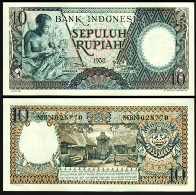 Indonesia 10 Rupiah 1958, UNC, P-56