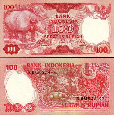 Indonesia 100 Rupiah 1977, Replacement XBQ Serial, UNC-, P-116
