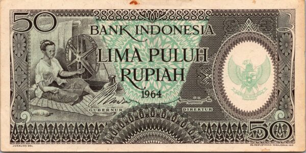 Indonesia 50 Rupiah 1964, XF, P-96, With Pale