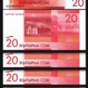 Kyrgyzstan 20 Som 2016 (2019), UNC, 5 Pcs LOT, P-24
