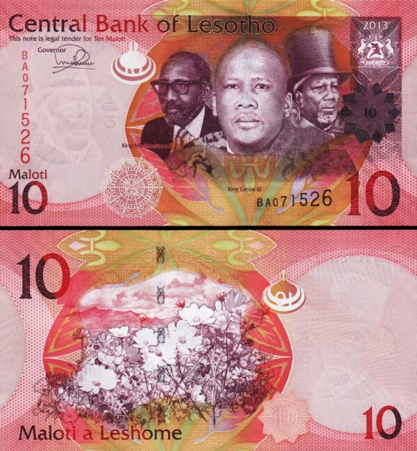 Lesotho 10 Maloti 2013, UNC, 2 PCS PAIR, Consecutive, P-21b - Image 3