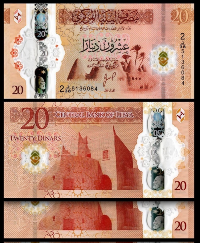 Libya 20 Dinar 2025, UNC, 2 Pcs PAIR, Consecutive, Polymer, P-87,New Sign-Design