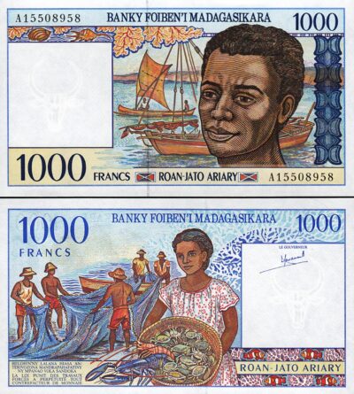 Madagascar 1000 Francs, 1994, UNC, P-76a, Prefix A