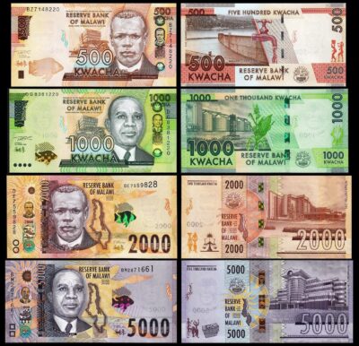 Malawi, 4 Pcs Set 500 1000 2000 5000 Kwacha, 2021 2024 2025, UNC, P-66 67 70 71