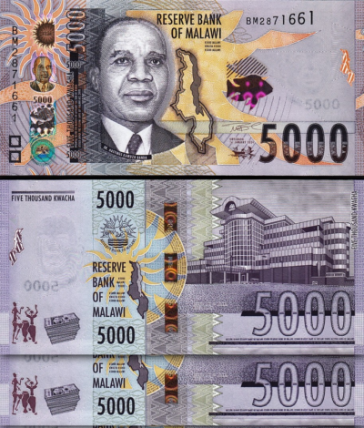 Malawi 5000 Kwacha, 2024 2025, UNC, 2 Pcs PAIR, Consecutive, P-71
