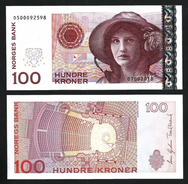 Norway 100 Kroner 2010, UNC, 2 Pcs PAIR, Consecutive, P-49e - Image 3