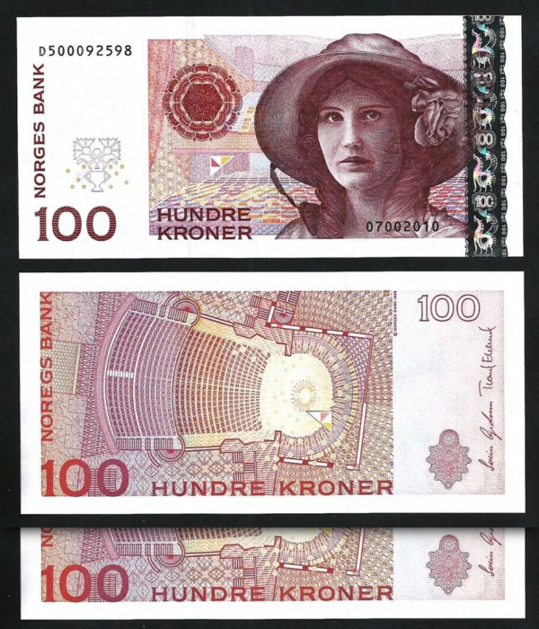 Norway 100 Kroner 2010, UNC, 2 Pcs PAIR, Consecutive, P-49e