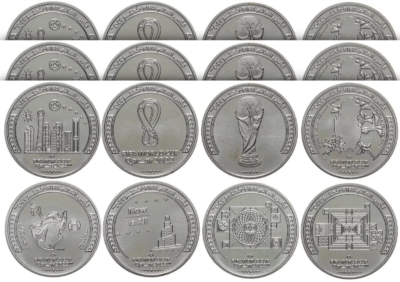 Qatar 3 (x) 8 Pcs Coin SET, 1 Riyal 2022, Fifa World Cup, Commemorative (24 Pcs)