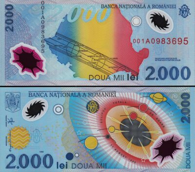 Romania 2000 Lei 1999, UNC, POLYMER, P-111