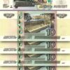 Russia 10 Rubles (1997) 2004 2022, UNC, 5 Pcs LOT, Consecutive, P-268d