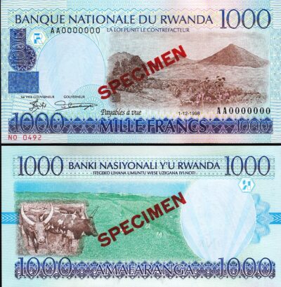 Rwanda 1000 Francs 1998, UNC, SPECIMEN, AA 0000000, P-27s
