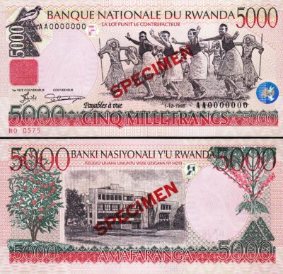 Rwanda 5000 Francs 1998, UNC, SPECIMEN, AH 0000000, P-28s