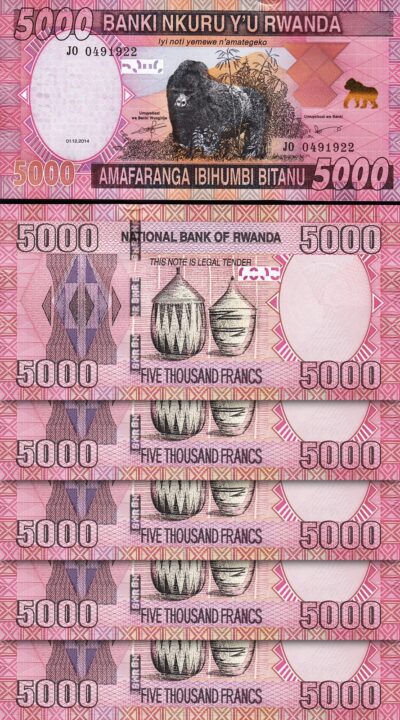 Rwanda 5000 Francs 2014, UNC, 5 Pcs LOT, Consecutive, P-41