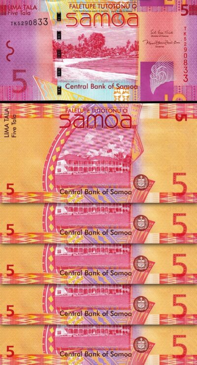Samoa 5 Tala 2017, UNC, 5 Pcs LOT, Consecutive, P-38c