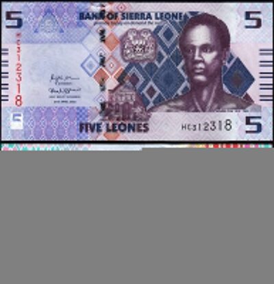 Sierra Leone 5 Leones 2022, UNC, P-36 New Design