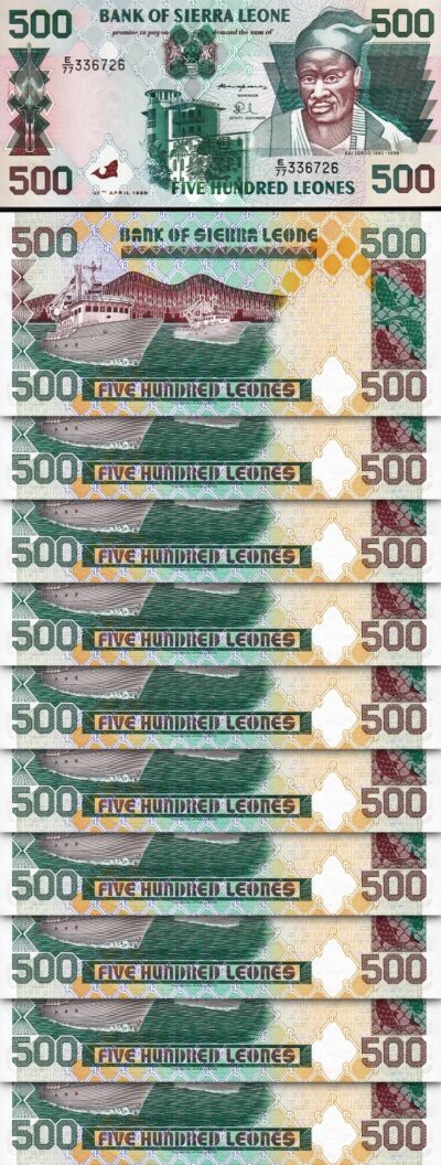 Sierra Leone 500 Leones, 1995, UNC, 10 Pcs LOT, Consecutive, P-23