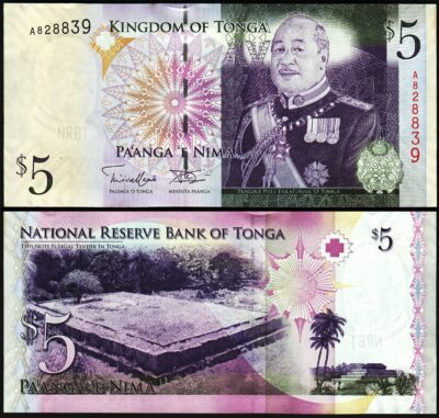 Tonga 5 Pa'anga ND 2008 2009, UNC, P-39, Prefix A