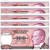 Turkey 100 Lira 1984 , UNC , 20 PCS Consecutive LOT,  P-194 , Prefix F - Image 3