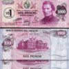 Uruguay 1 Nuevo Peso on 1000 Pesos 1975, UNC, 2 Pcs PAIR, Consecutive, P-56