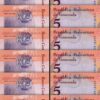 Venezuela 5 Bolivares Soberano 15-1- 2018, UNC, 10 Pcs LOT, Consecutive, P-102a