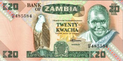 Zambia 20 Kwacha 1980 1988, RADAR 485584, UNC, P-27e